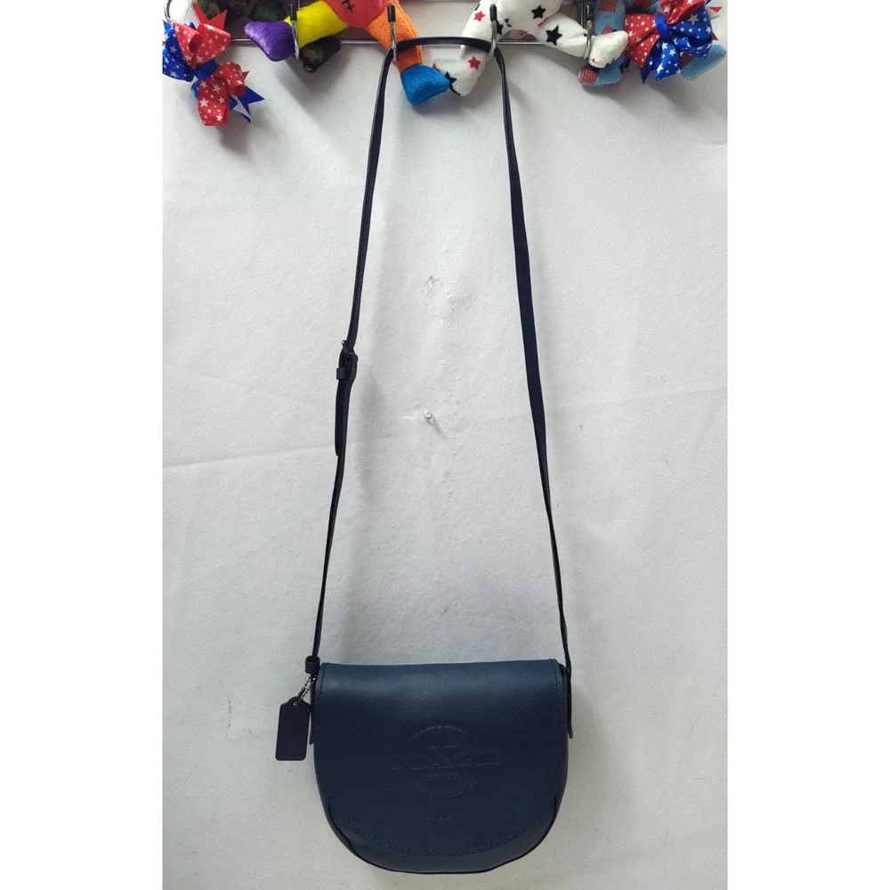 Coach Blue Leather Flap Closure Crossbody Bag